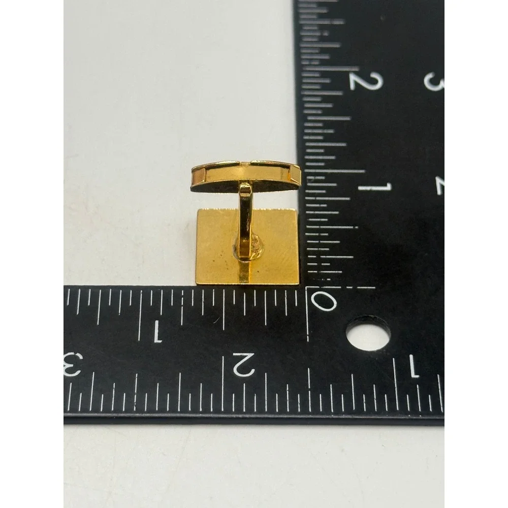 Vtg Gold Tone Square Ribbed Textured Diagonal Cufflinks Mens Formal Accessory